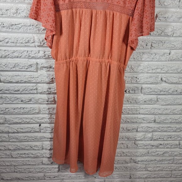 Torrid Womens Dress 3 3X Plus Sheath High Low Orange Swiss Dot ORA10E - Picture 8 of 12